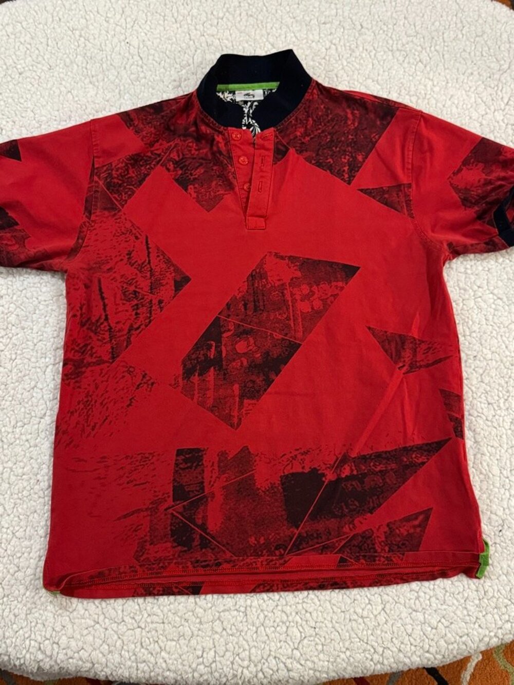 Lacoste Polo with red abstract pattern, Children's XXL
